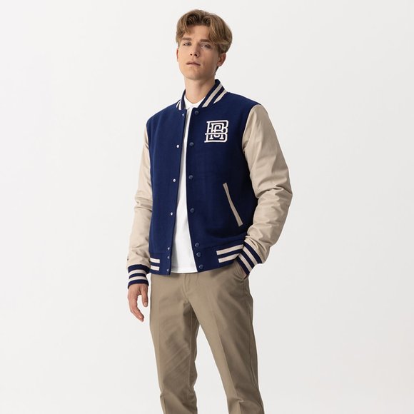 Benjamin Barker BBRC OG Varsity Jacket (Cream/Blue) - Picture 1 of 6